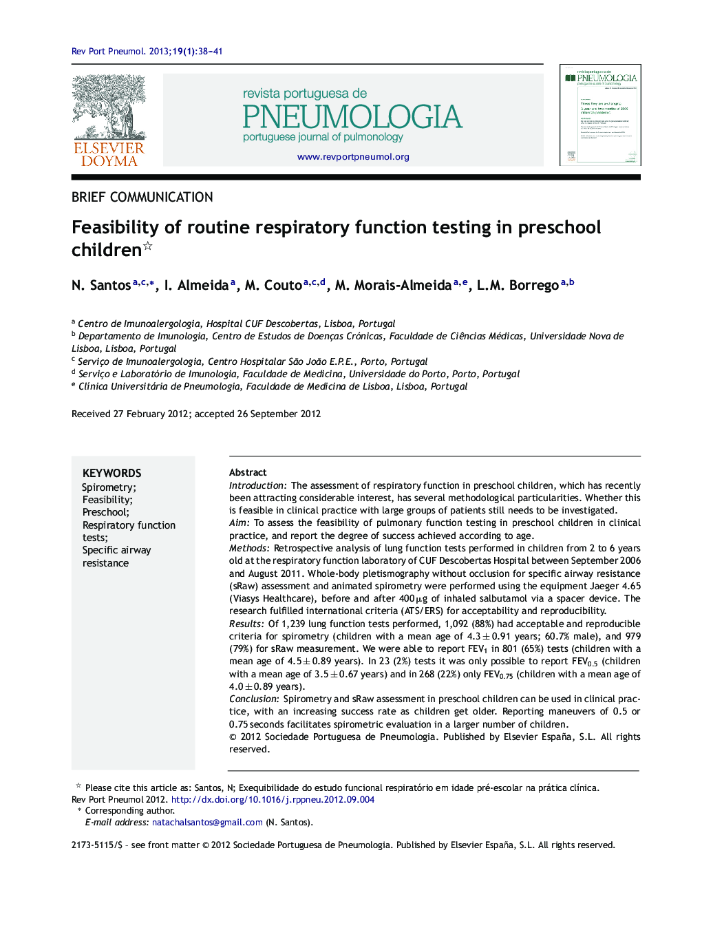 Feasibility of routine respiratory function testing in preschool children