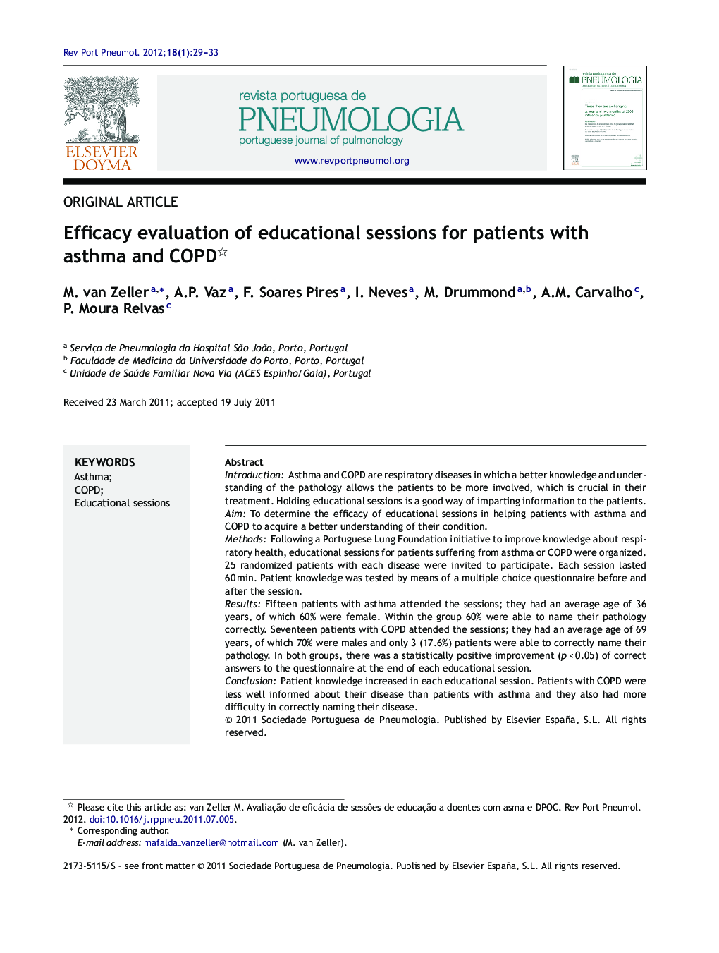 Efficacy evaluation of educational sessions for patients with asthma and COPD 