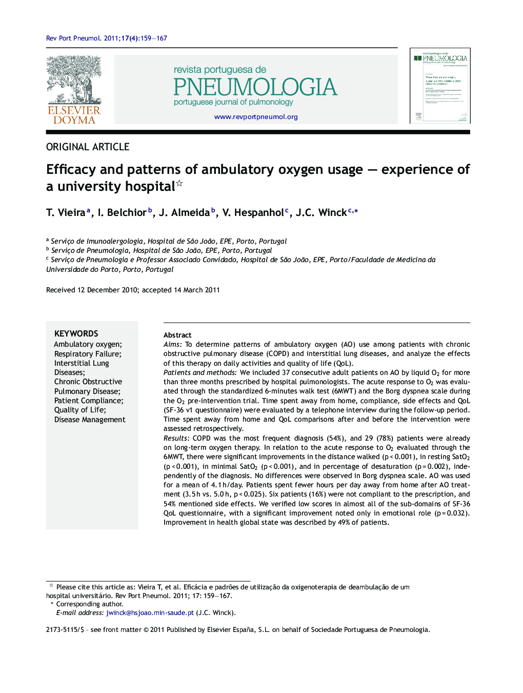 Efficacy and patterns of ambulatory oxygen usage - experience of a university hospital