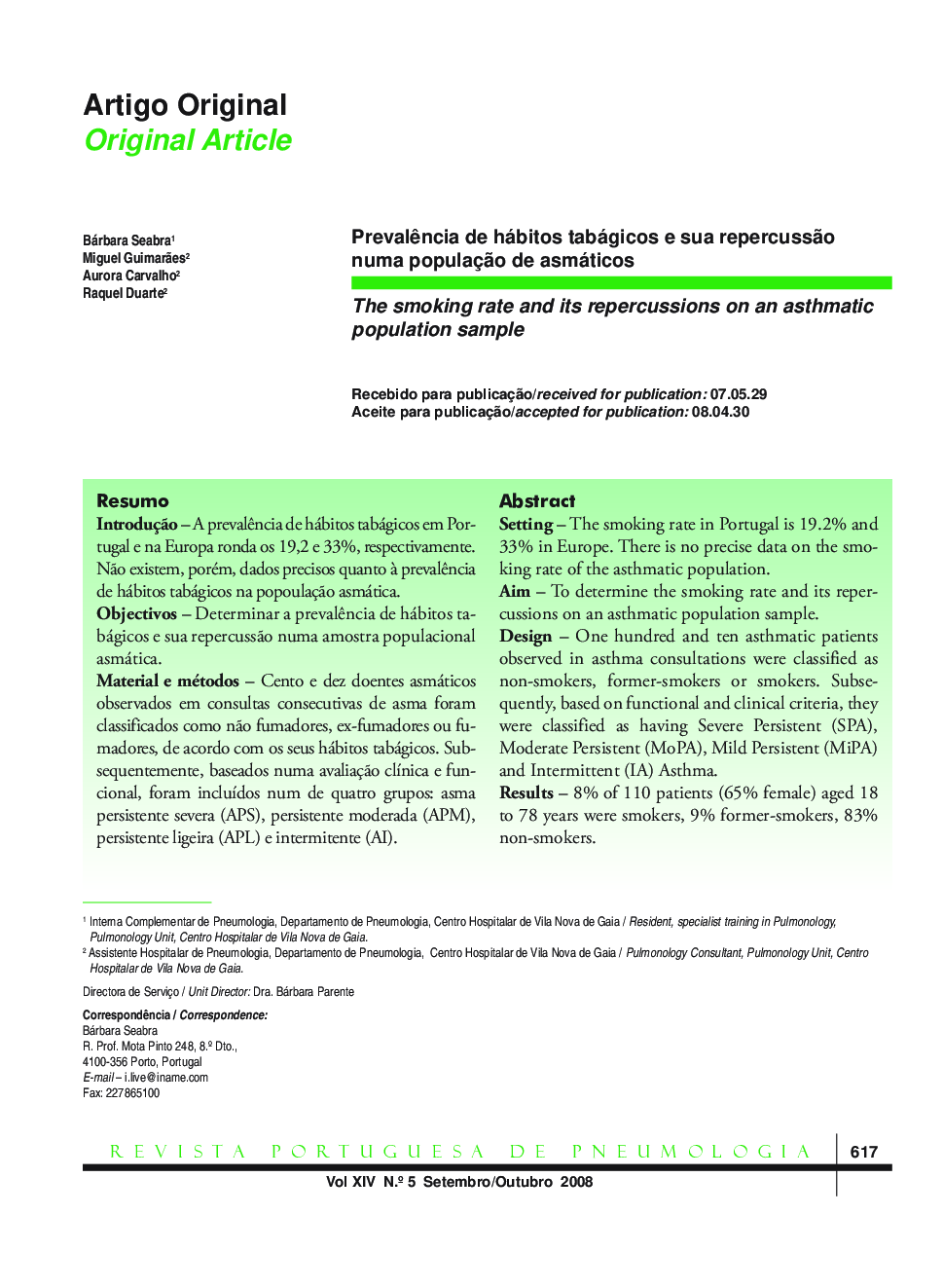 The smoking rate and its repercussions on an asthmatic population sample