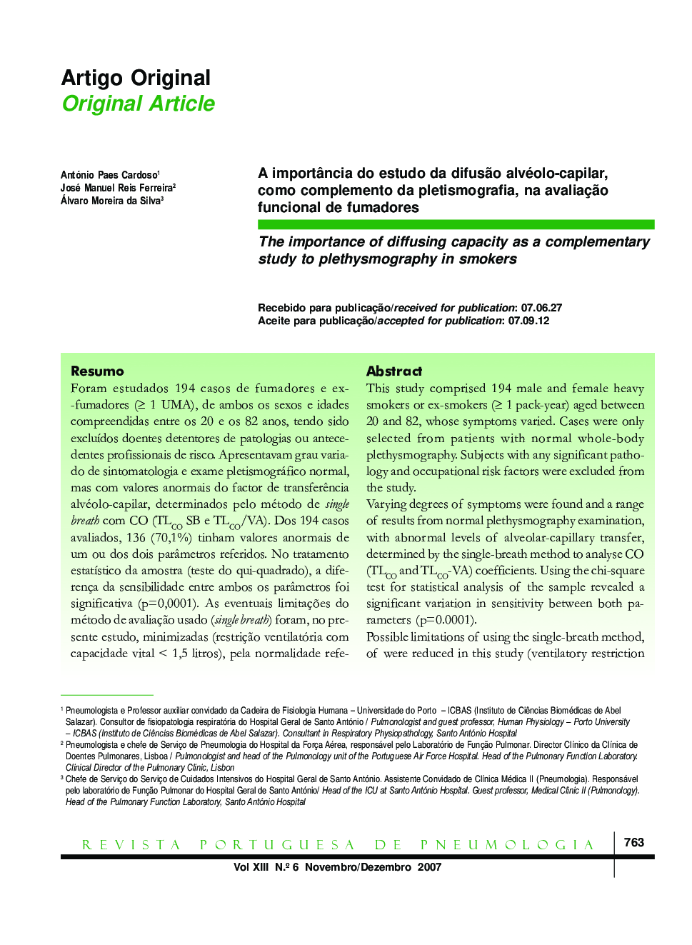 The importance of diffusing capacity as a complementary study to plethysmography in smokers