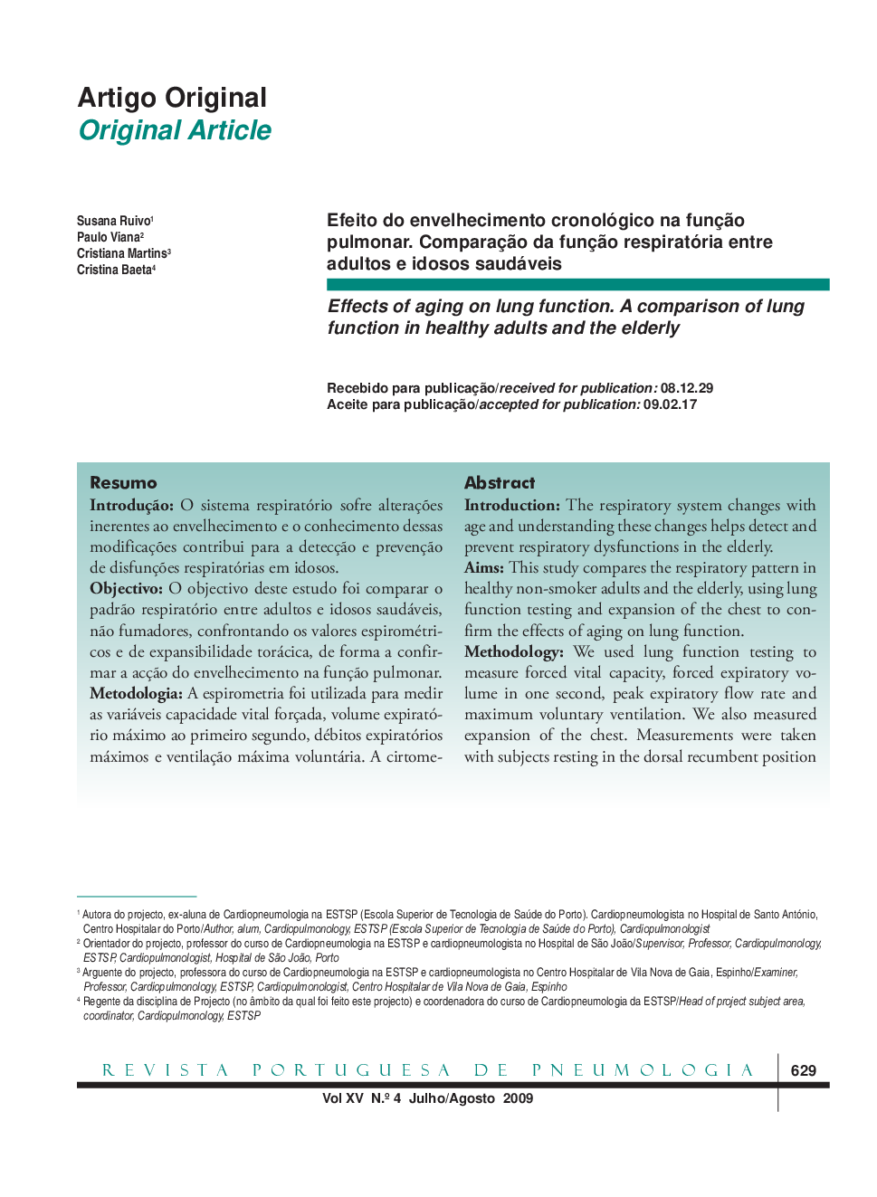 Effects of aging on lung function. A comparison of lung function in healthy adults and the elderly