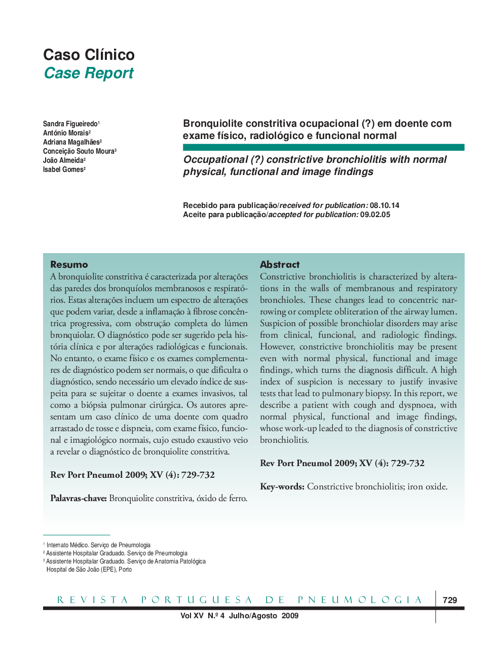 Occupational (?) constrictive bronchiolitis with normal physical, functional and image findings