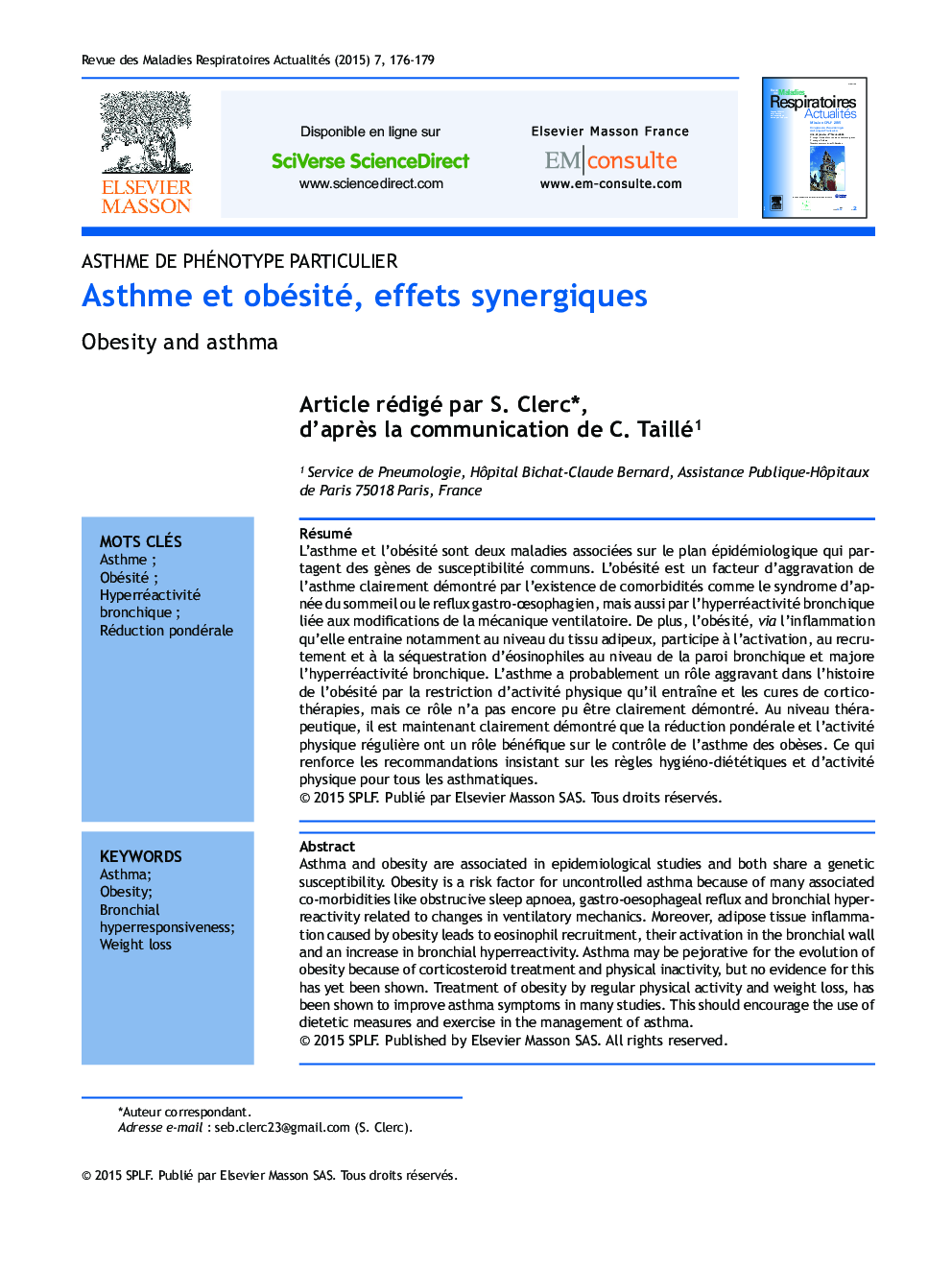 Asthme et obésité, effets synergiques