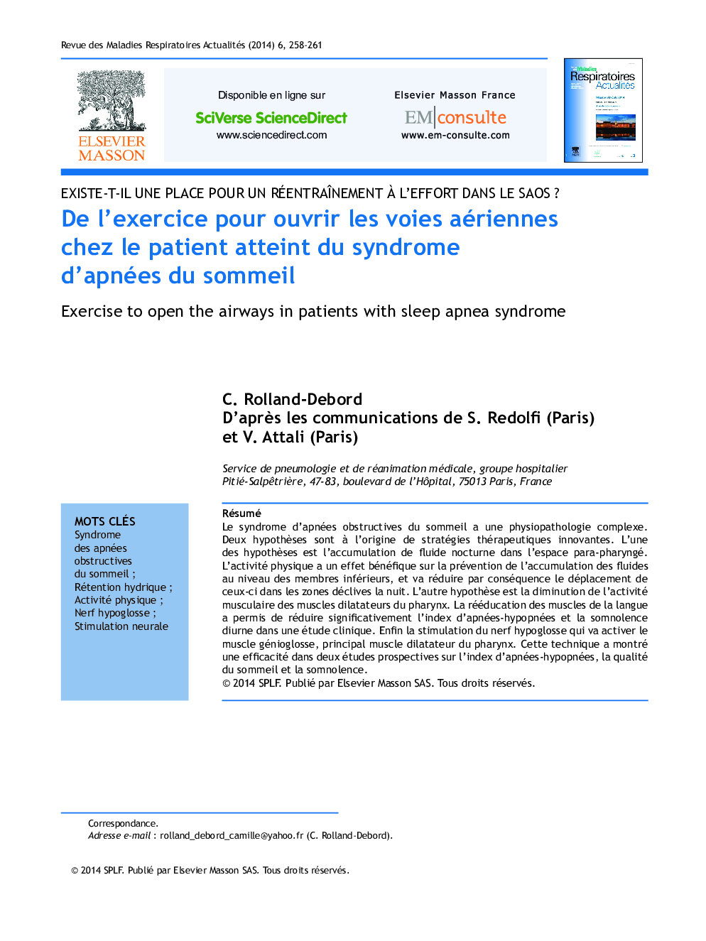 De l'exercice pour ouvrir les voies aériennes chez le patient atteint du syndrome d'apnées du sommeil