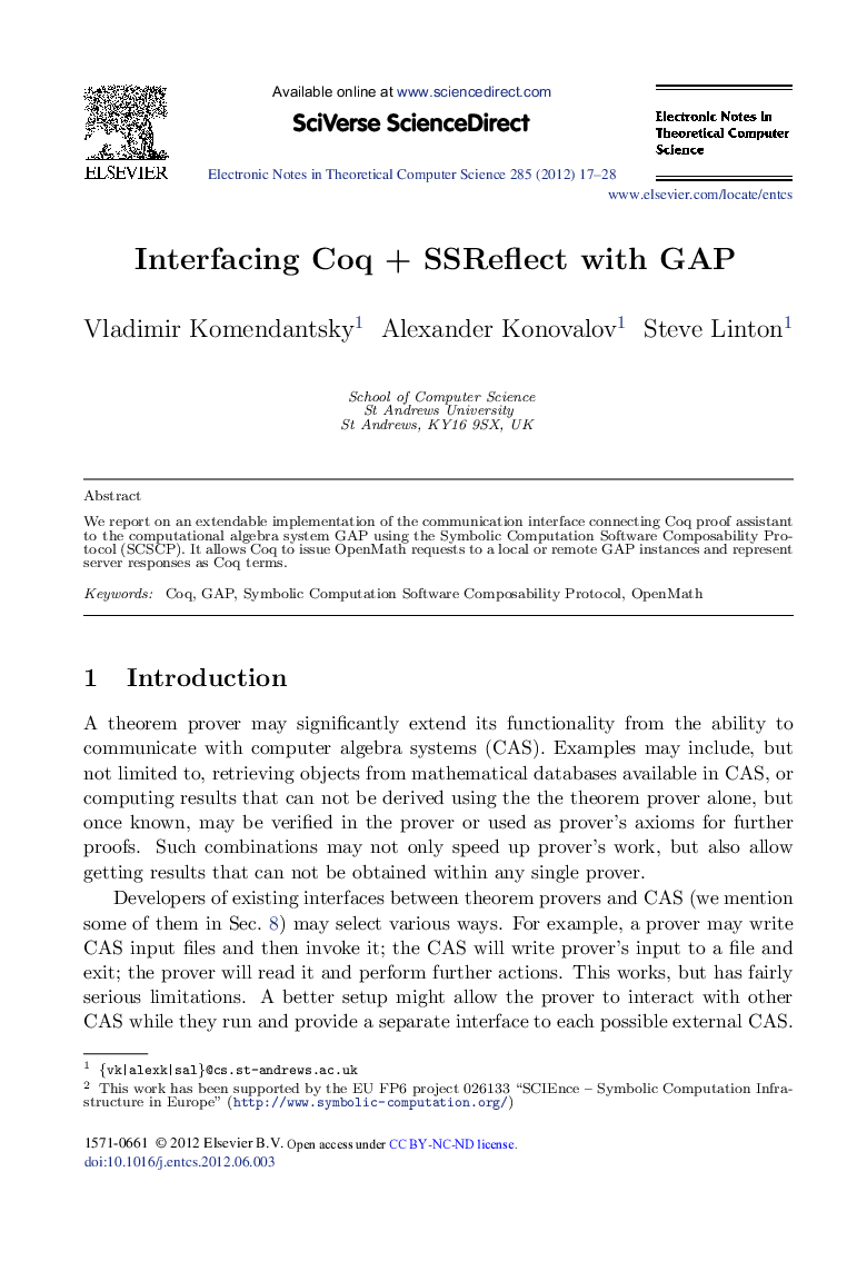 Interfacing Coq + SSReflect with GAP 