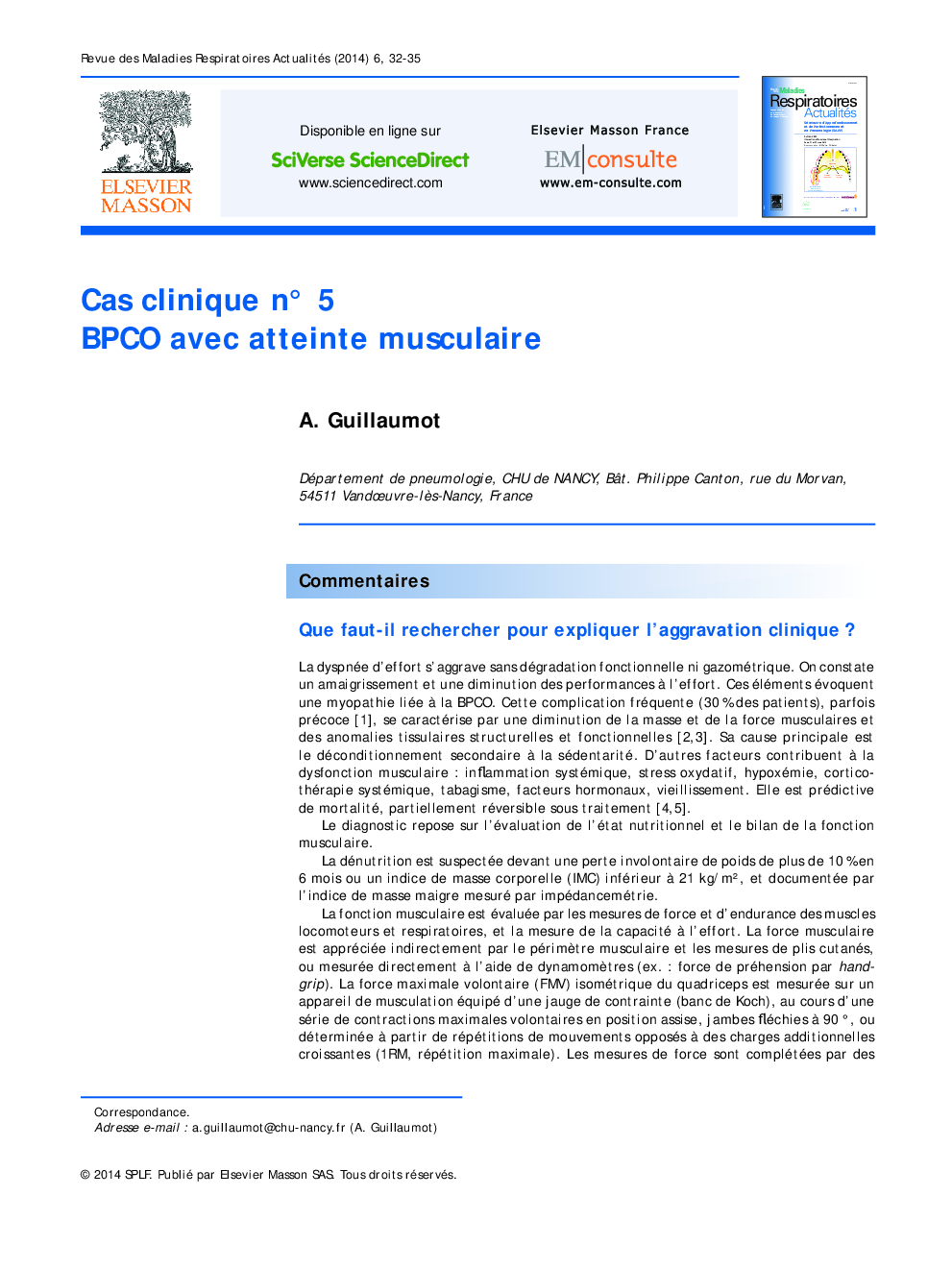 Cas clinique nÂ° 5 BPCO avec atteinte musculaire