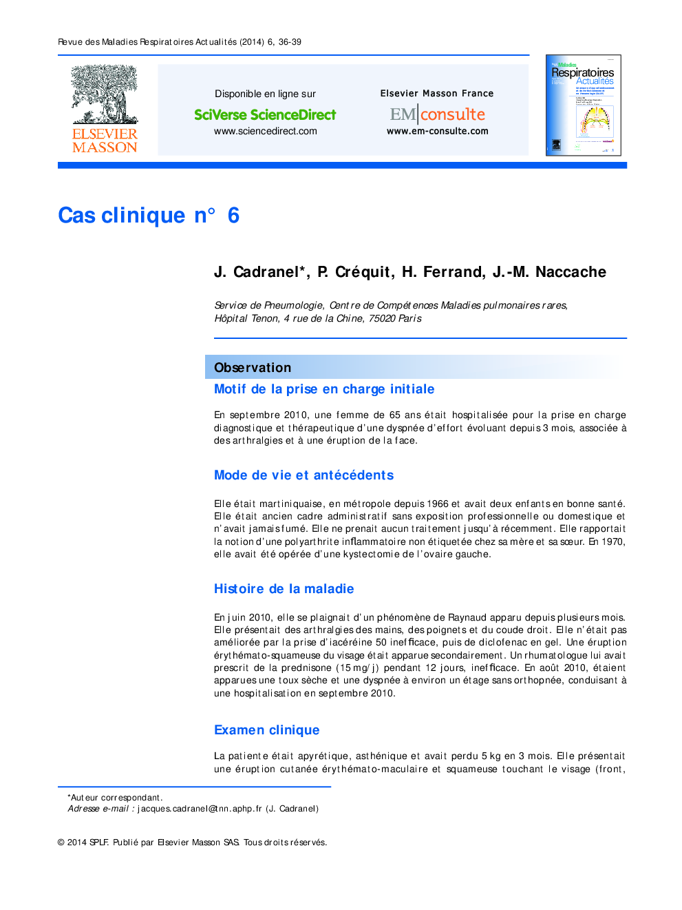 Cas clinique nÂ° 6