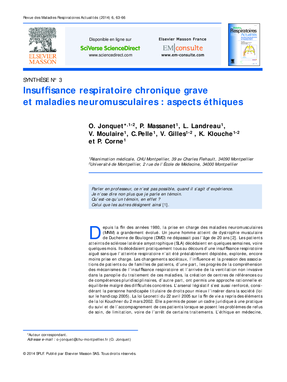 Insuffisance respiratoire chronique grave et maladies neuromusculaires : aspects éthiques