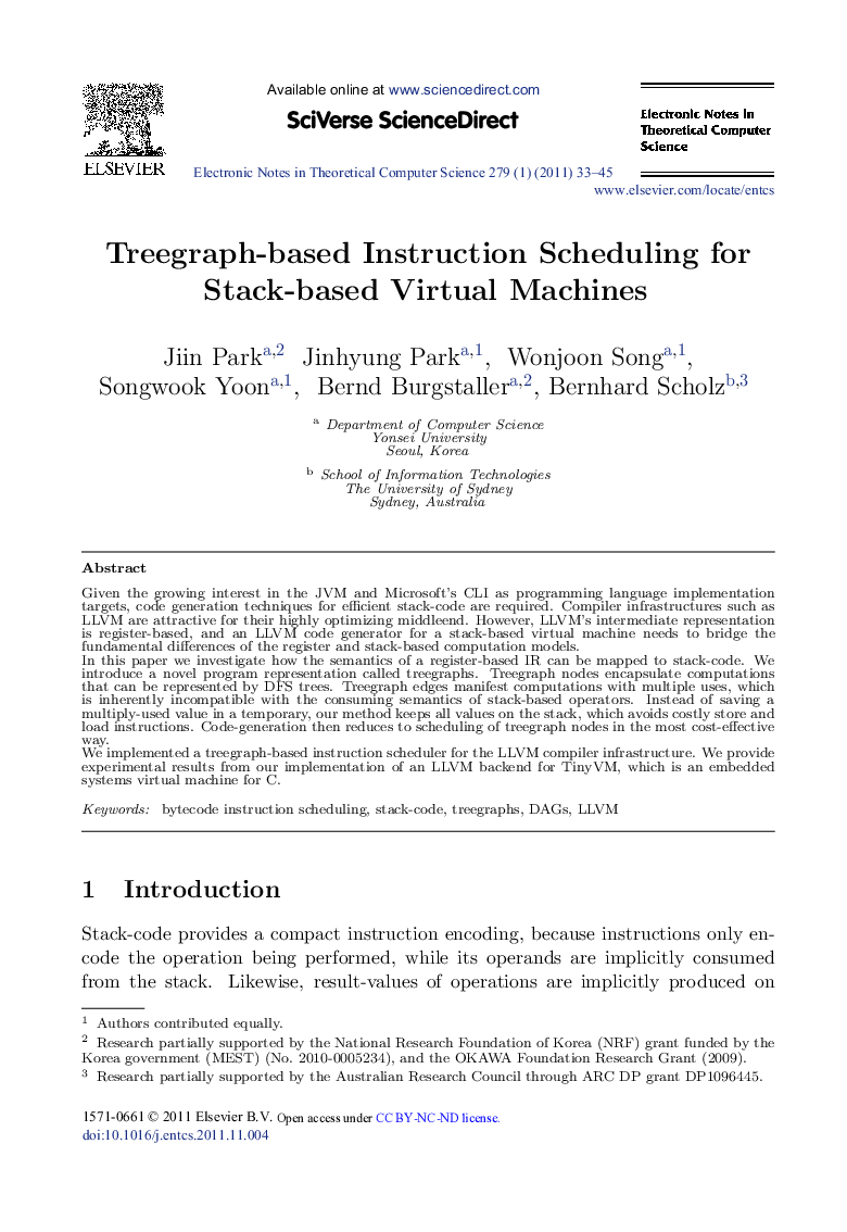Treegraph-based Instruction Scheduling for Stack-based Virtual Machines
