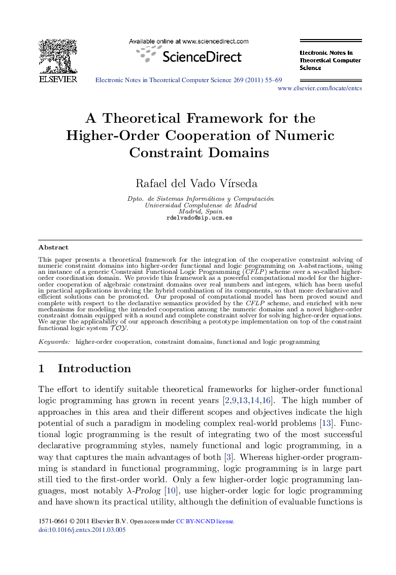 A Theoretical Framework for the Higher-Order Cooperation of Numeric Constraint Domains
