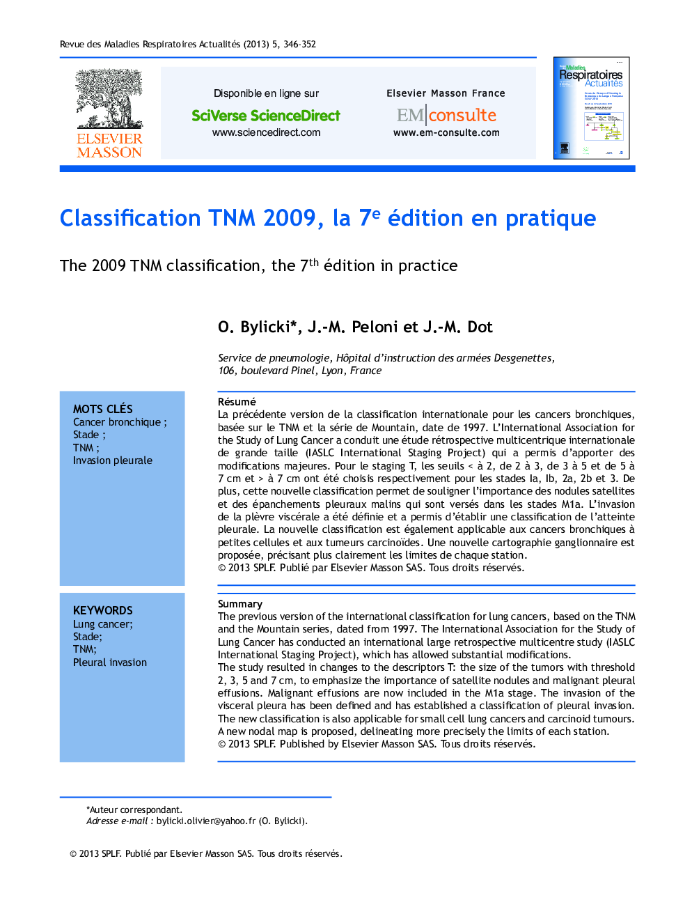 Classification TNM 2009, la 7e édition en pratique