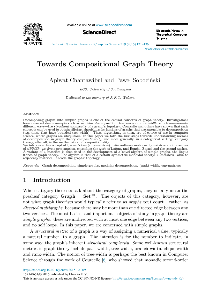 Towards Compositional Graph Theory