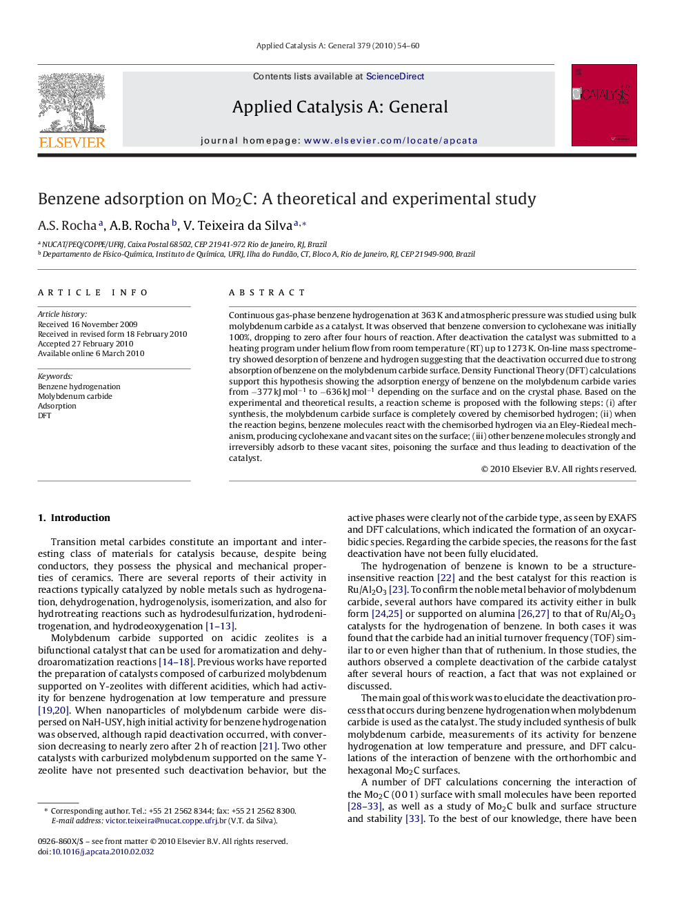 Benzene adsorption on Mo2C: A theoretical and experimental study