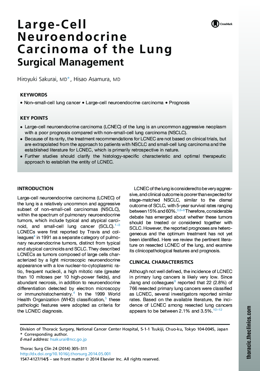 Large-Cell Neuroendocrine Carcinoma of the Lung