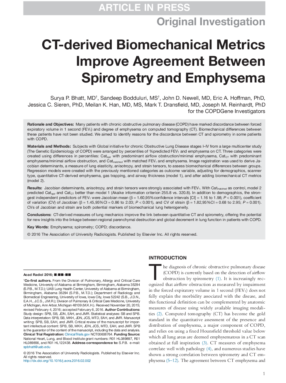 CT-derived Biomechanical Metrics Improve Agreement Between Spirometry and Emphysema