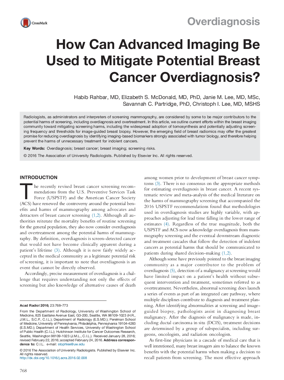 How Can Advanced Imaging Be Used to Mitigate Potential Breast Cancer Overdiagnosis?