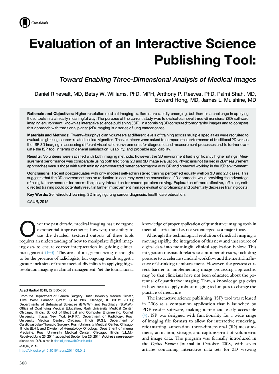 Evaluation of an Interactive Science Publishing Tool