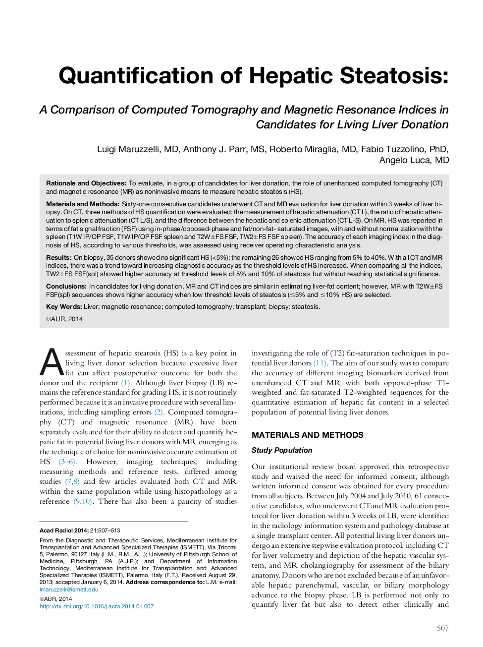 Quantification of Hepatic Steatosis