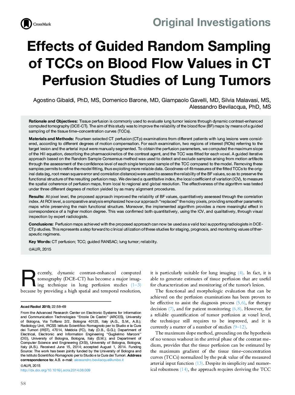 Effects of Guided Random Sampling of TCCs on Blood Flow Values in CT Perfusion Studies of Lung Tumors