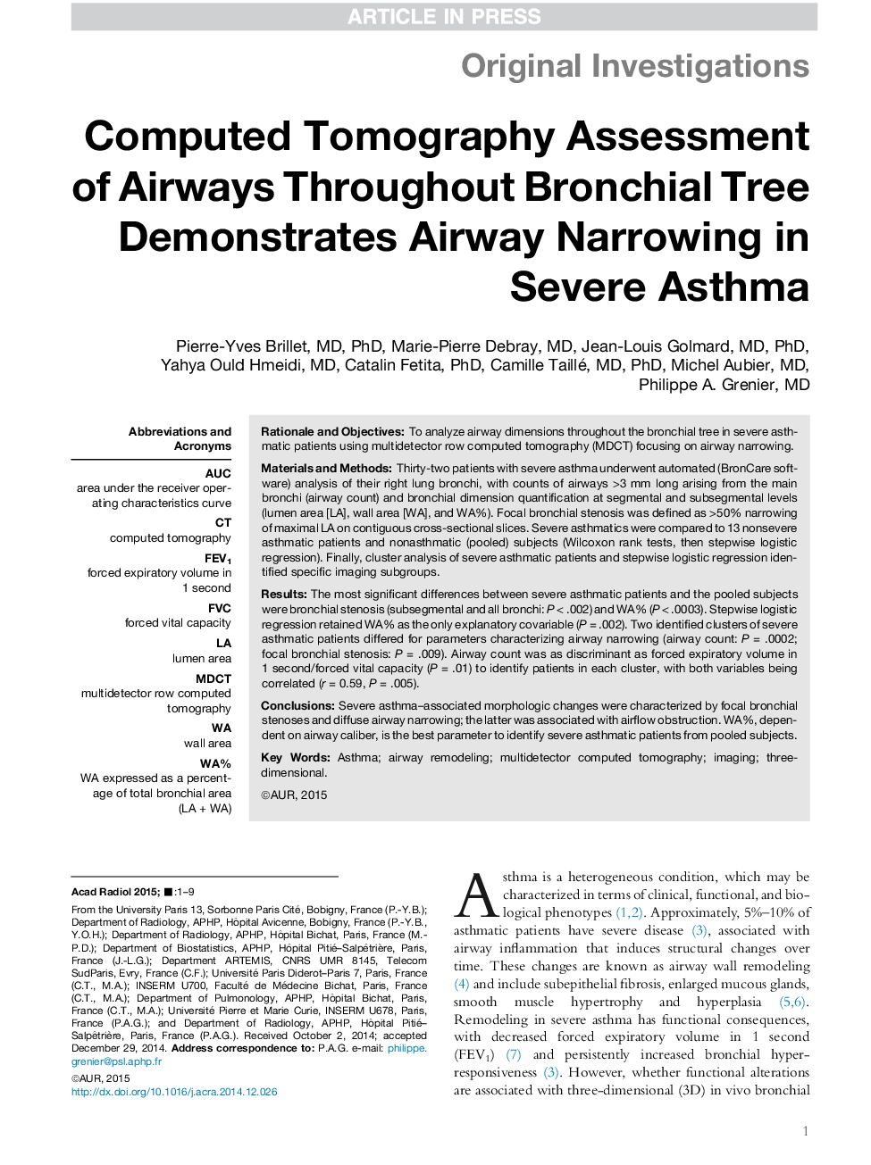 ارزیابی توموگرافی کامپیوتری هواپیما در طول درخت برونش نشان می دهد که راه هوایی محدود کردن در آسم شدید 