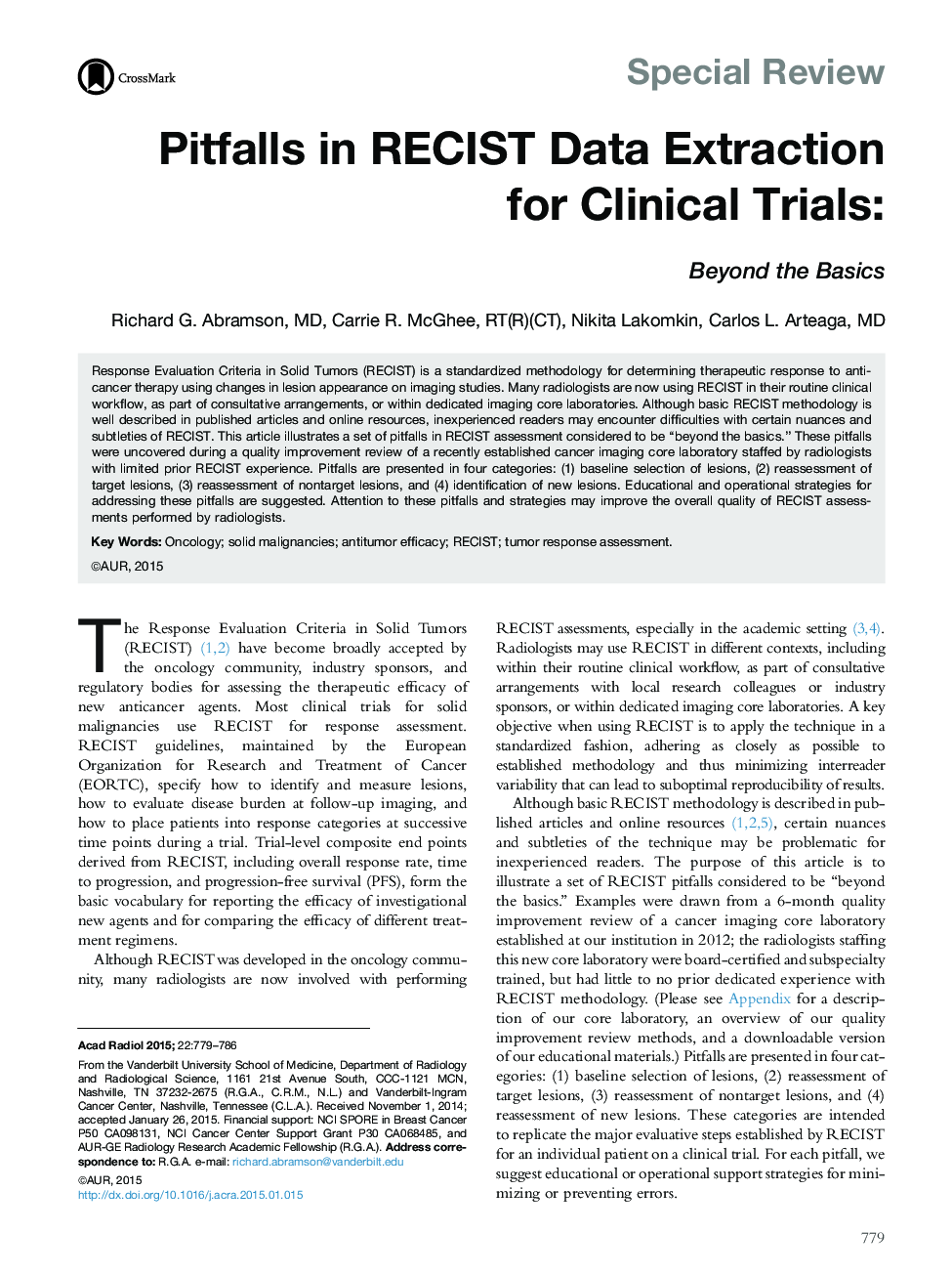 Pitfalls in RECIST Data Extraction for Clinical Trials