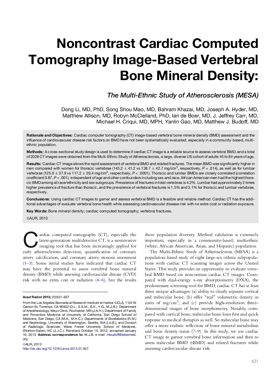 Noncontrast Cardiac Computed Tomography Image-Based Vertebral Bone Mineral Density