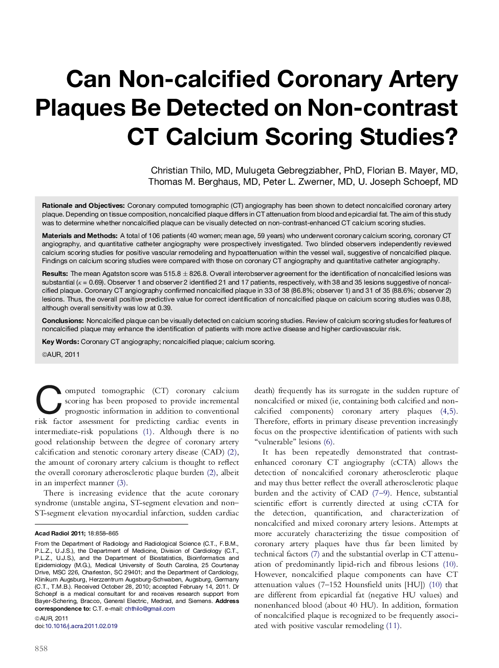 Can Non-calcified Coronary Artery Plaques Be Detected on Non-contrast CT Calcium Scoring Studies?