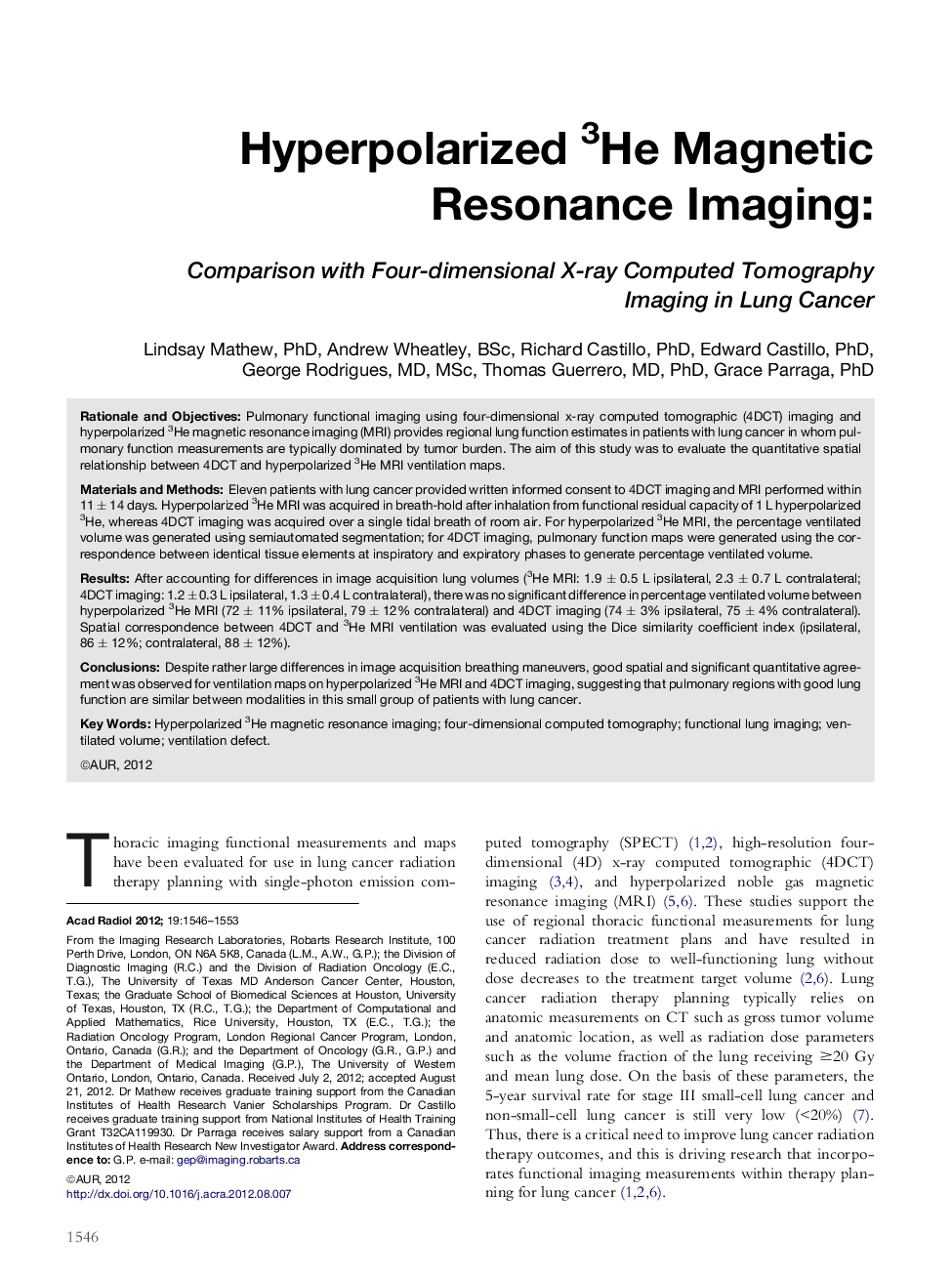 Hyperpolarized 3He Magnetic Resonance Imaging