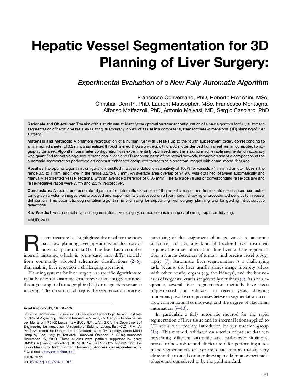 Hepatic Vessel Segmentation for 3D Planning of Liver Surgery