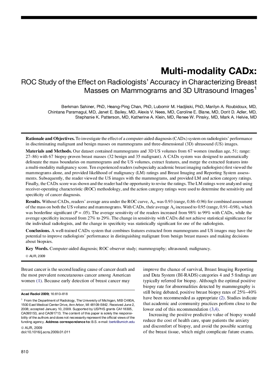 Multi-modality CADx