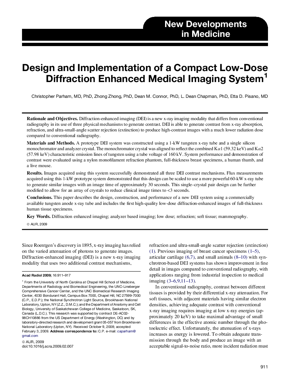 Design and Implementation of a Compact Low-Dose Diffraction Enhanced Medical Imaging System