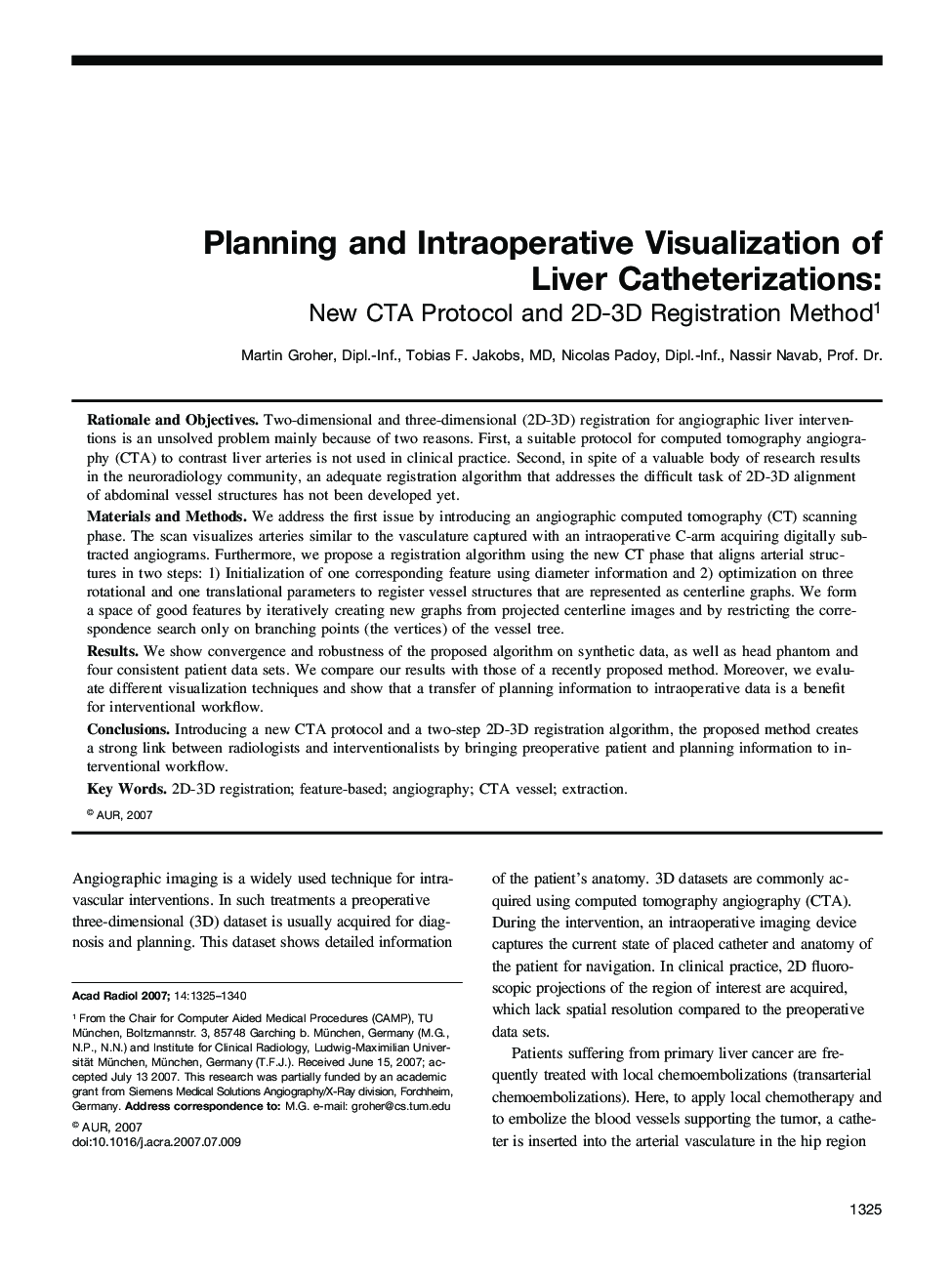 Planning and Intraoperative Visualization of Liver Catheterizations