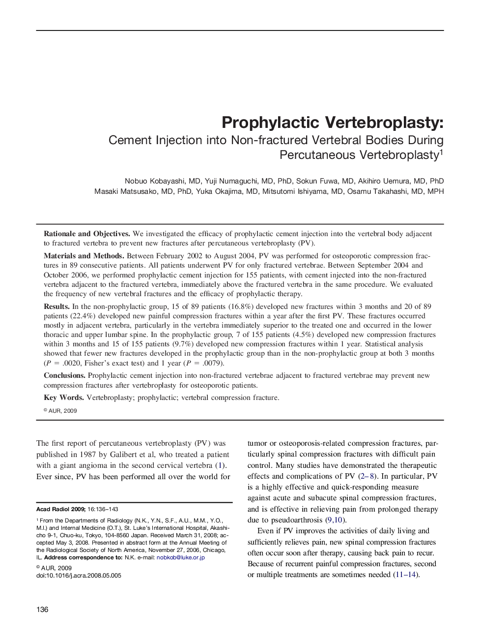 Prophylactic Vertebroplasty