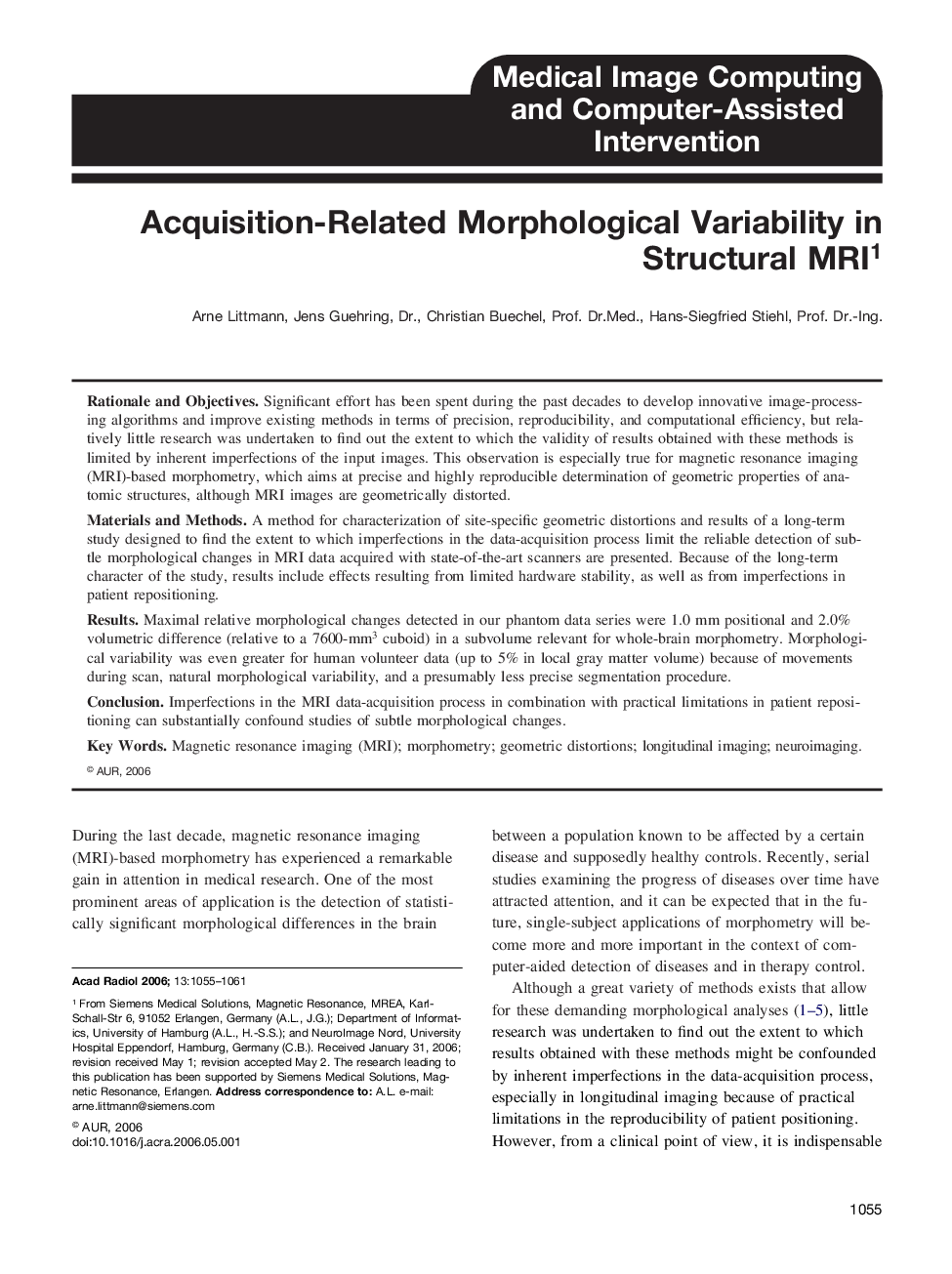 Acquisition-Related Morphological Variability in Structural MRI
