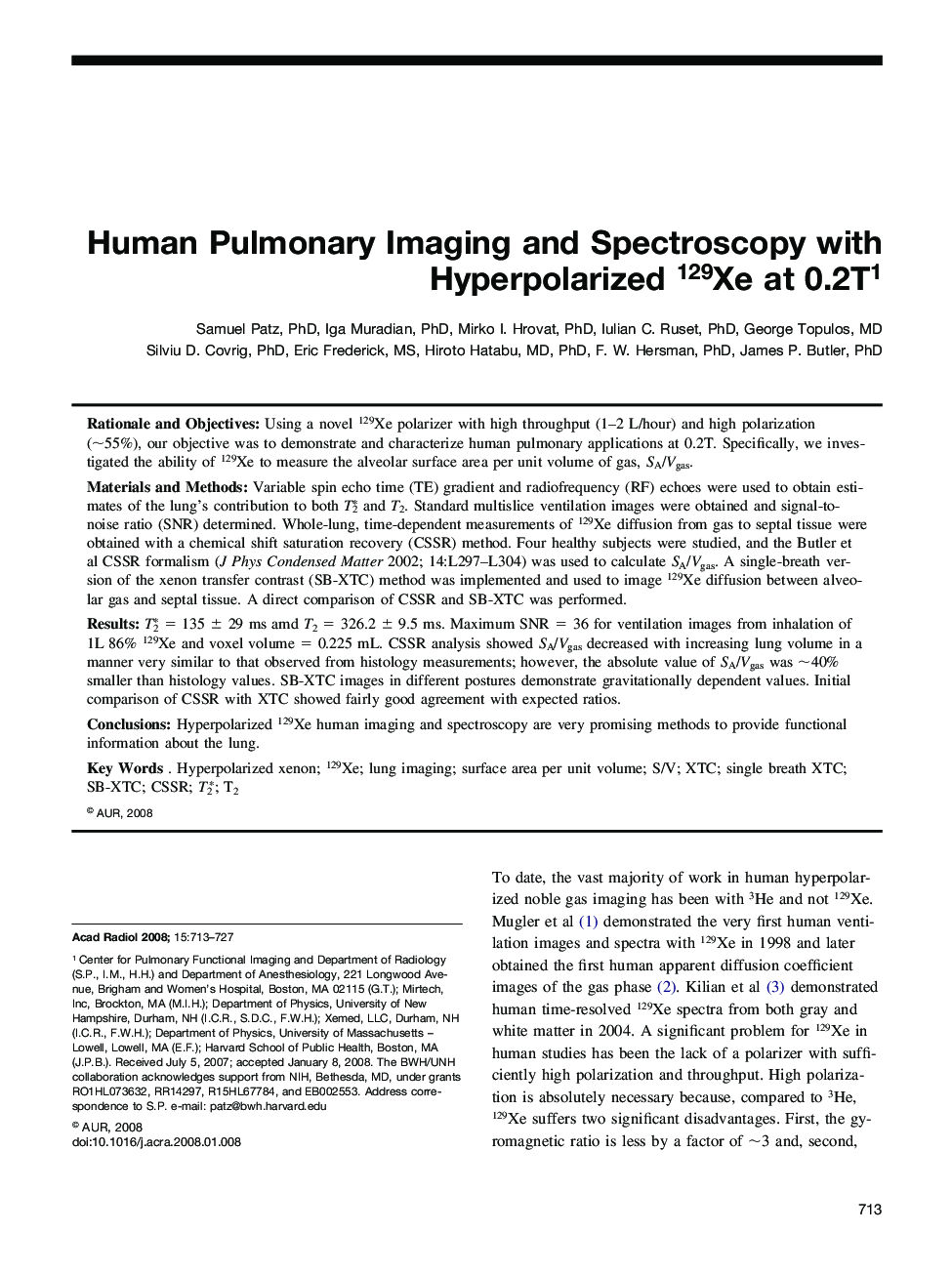 Human Pulmonary Imaging and Spectroscopy with Hyperpolarized 129Xe at 0.2T