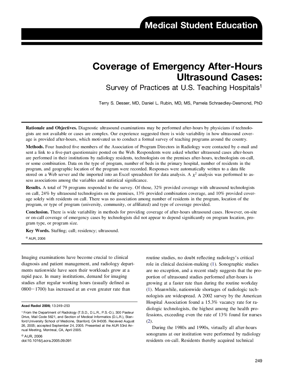 Coverage of Emergency After-Hours Ultrasound Cases