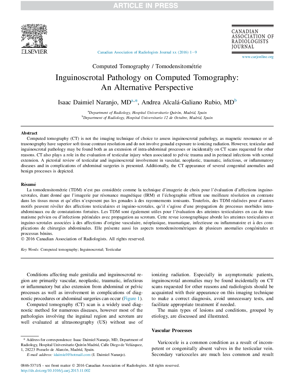 Inguinoscrotal Pathology on Computed Tomography: An Alternative Perspective