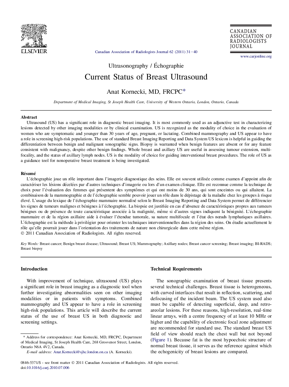 Current Status of Breast Ultrasound