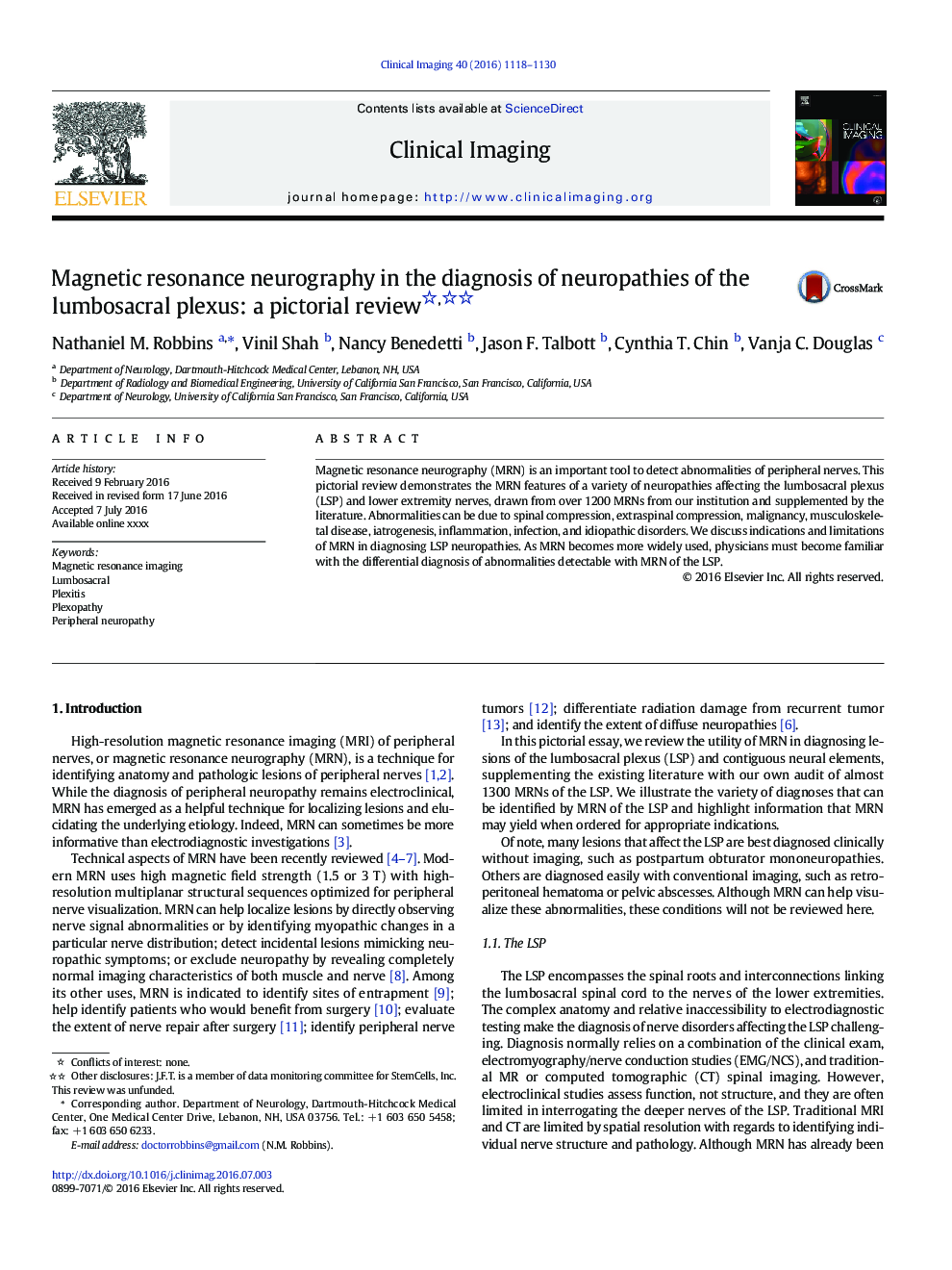 Magnetic resonance neurography in the diagnosis of neuropathies of the lumbosacral plexus: a pictorial review 