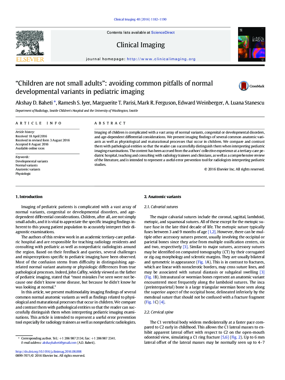 “Children are not small adults”: avoiding common pitfalls of normal developmental variants in pediatric imaging