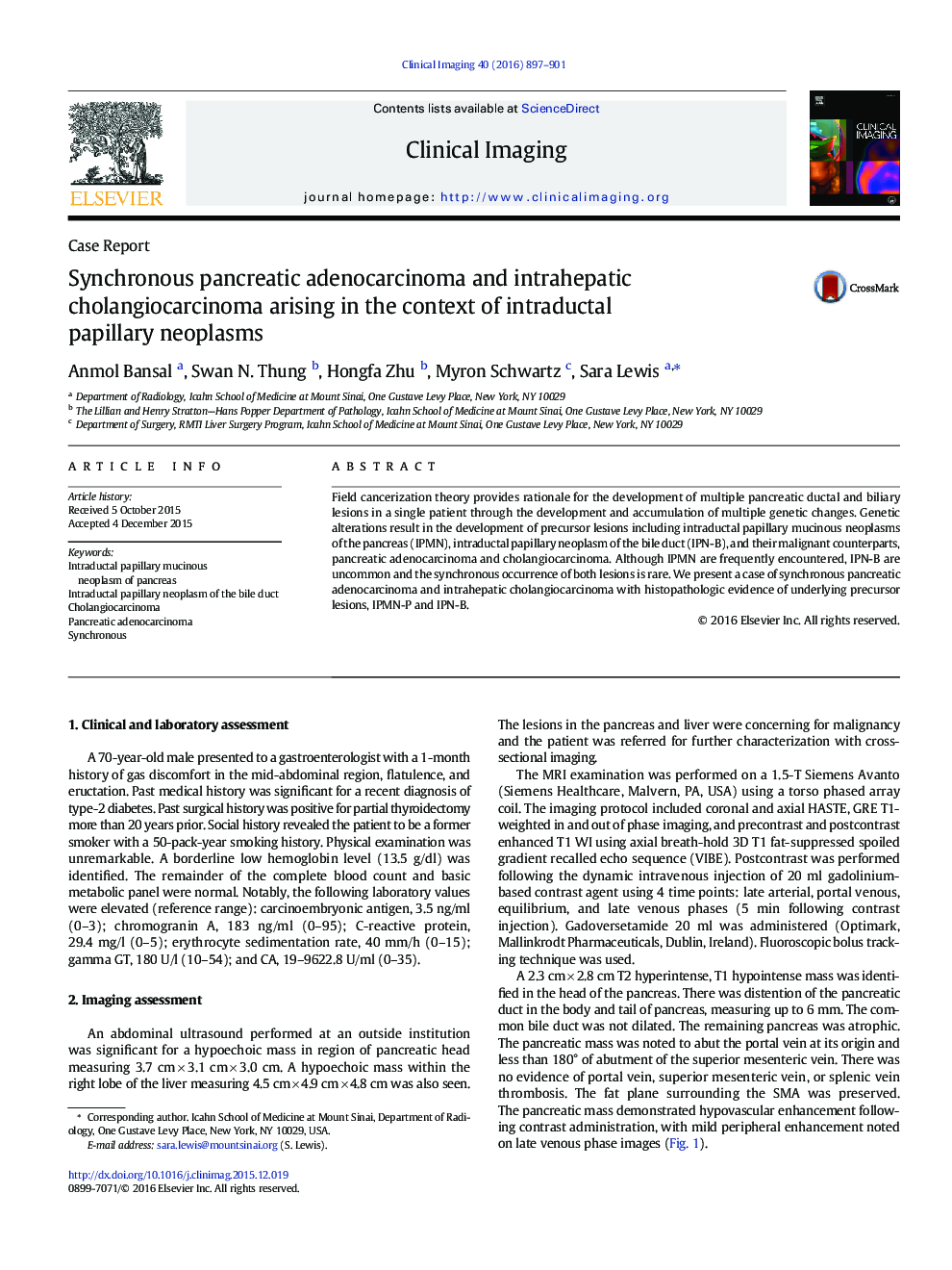 Synchronous pancreatic adenocarcinoma and intrahepatic cholangiocarcinoma arising in the context of intraductal papillary neoplasms