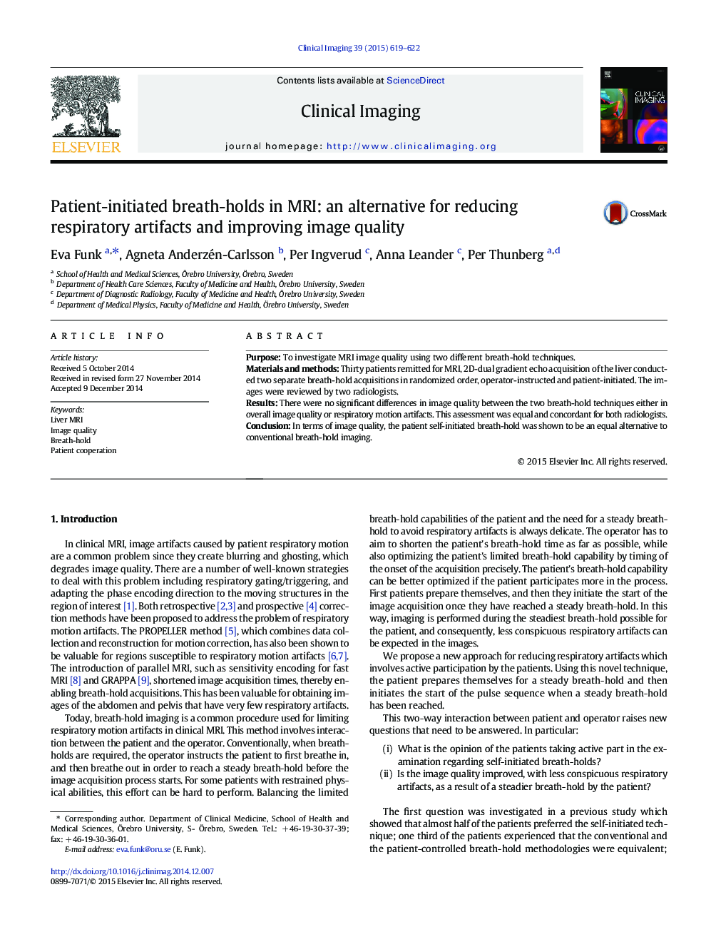 Patient-initiated breath-holds in MRI: an alternative for reducing respiratory artifacts and improving image quality