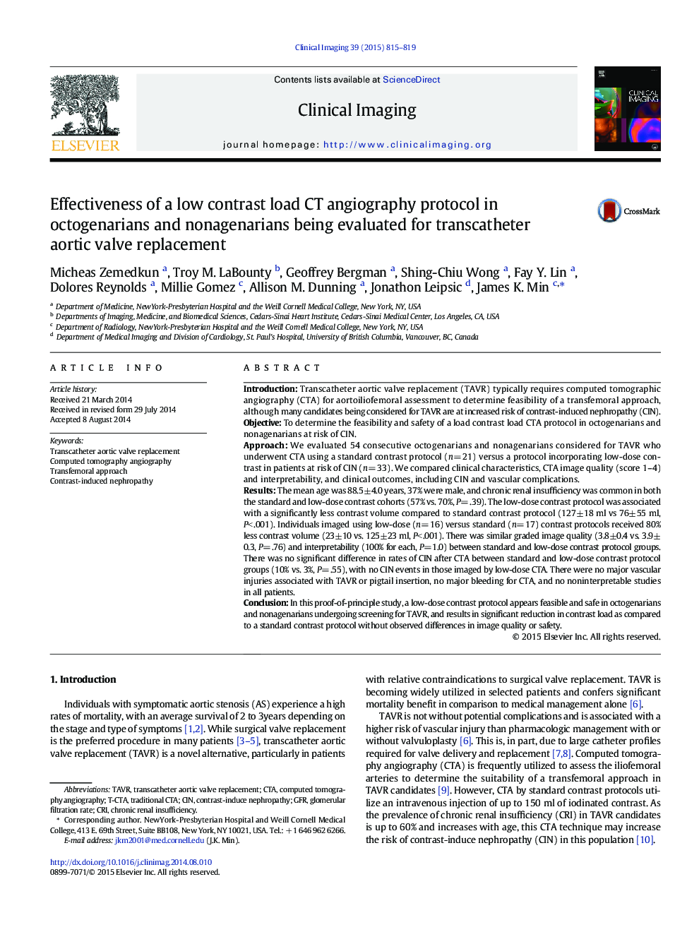 Effectiveness of a low contrast load CT angiography protocol in octogenarians and nonagenarians being evaluated for transcatheter aortic valve replacement