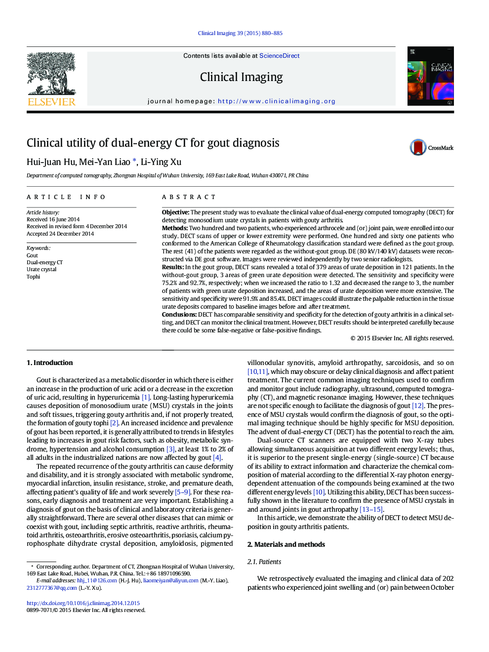 Clinical utility of dual-energy CT for gout diagnosis