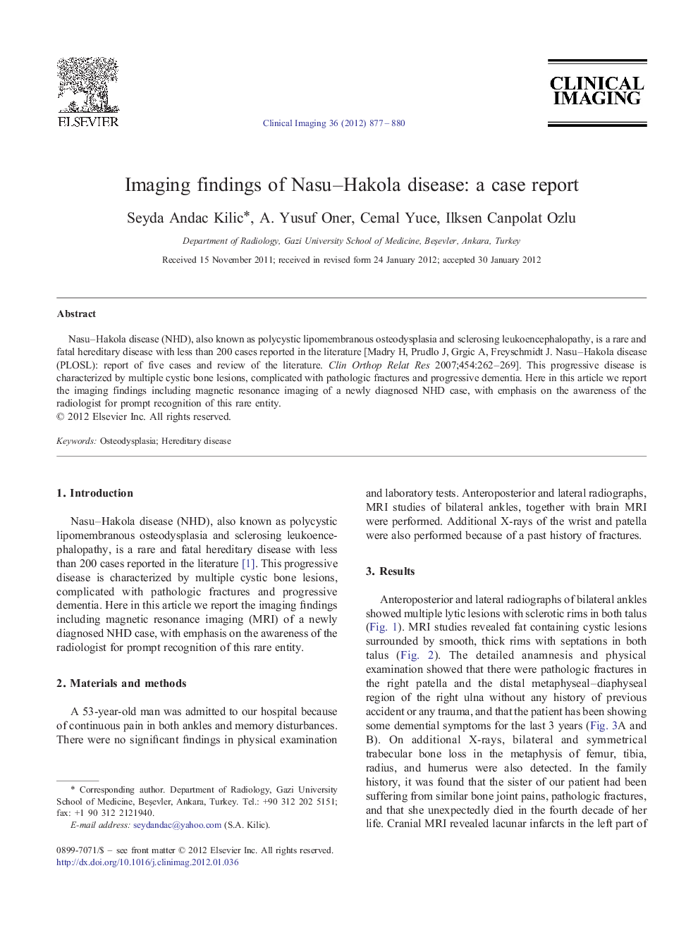 Imaging findings of Nasu–Hakola disease: a case report