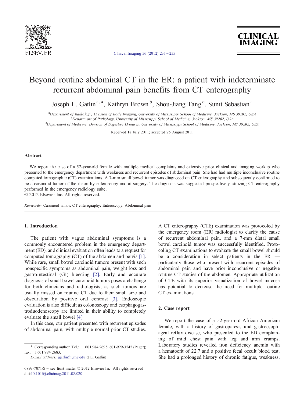 Beyond routine abdominal CT in the ER: a patient with indeterminate recurrent abdominal pain benefits from CT enterography