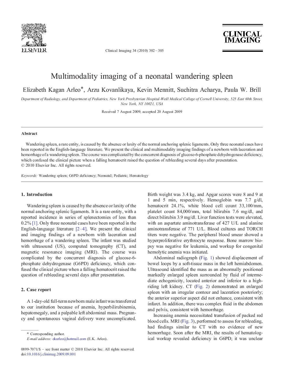 Multimodality imaging of a neonatal wandering spleen