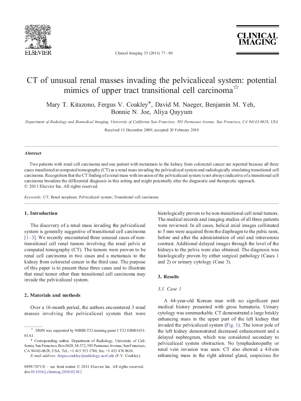 CT of unusual renal masses invading the pelvicaliceal system: potential mimics of upper tract transitional cell carcinoma 