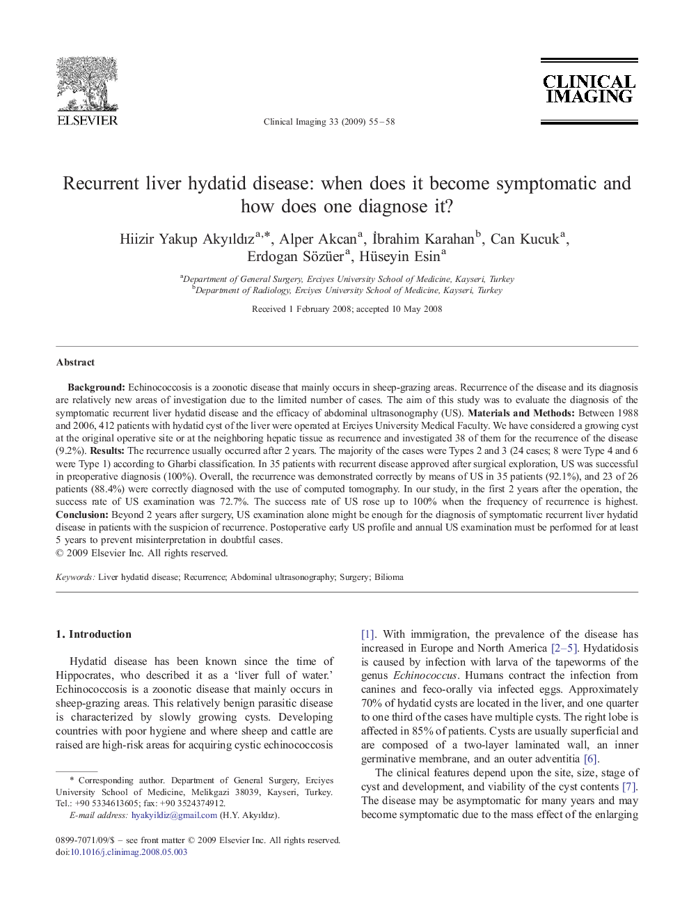 Recurrent liver hydatid disease: when does it become symptomatic and how does one diagnose it?